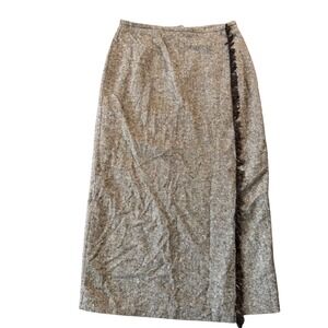 Goodclothes‎ Brown Tweed Midi Skirt 14 Dark Academia Old Money 90s Minimalist